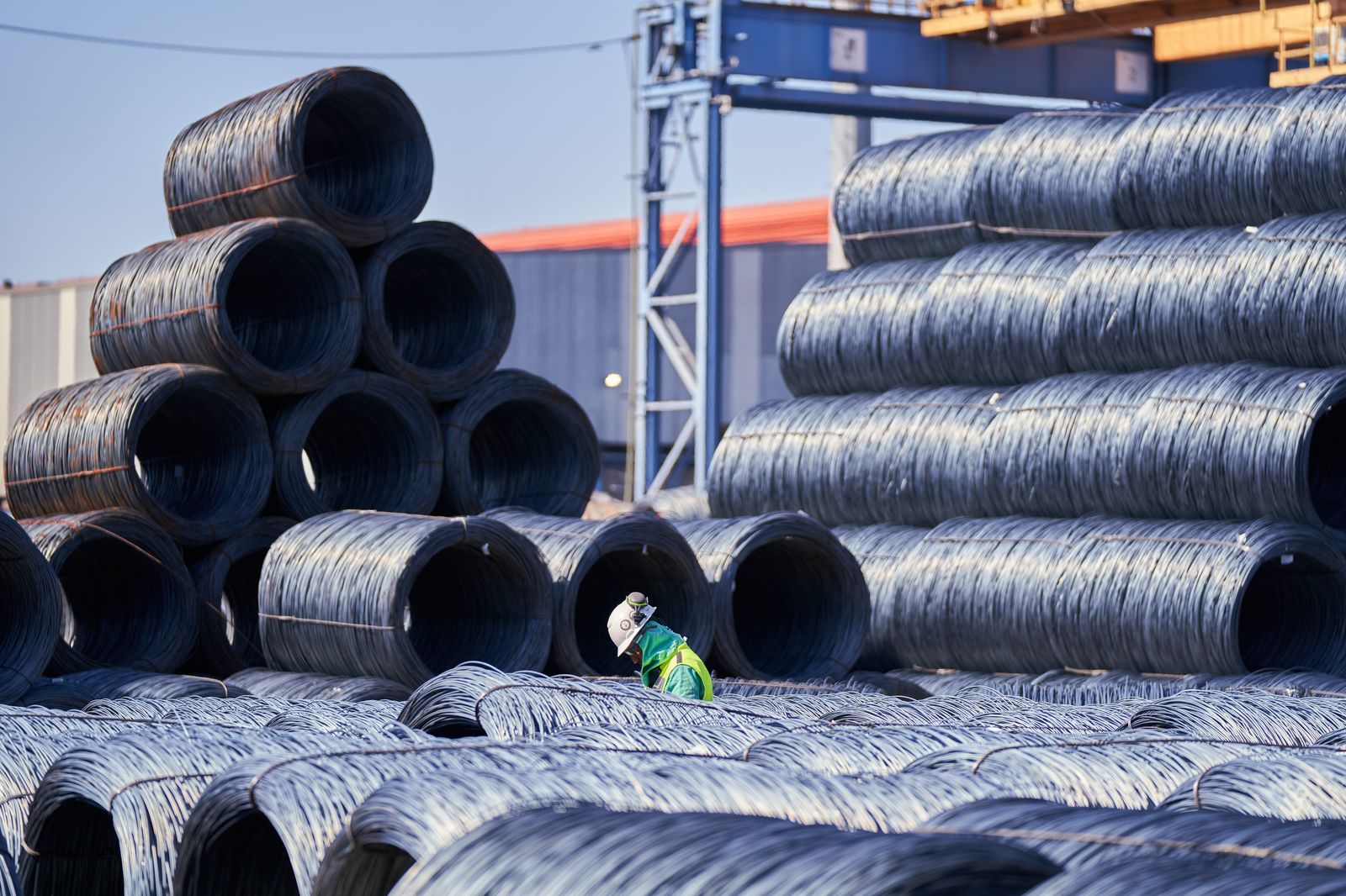 Steel wire coils prepared as primary material inputs
