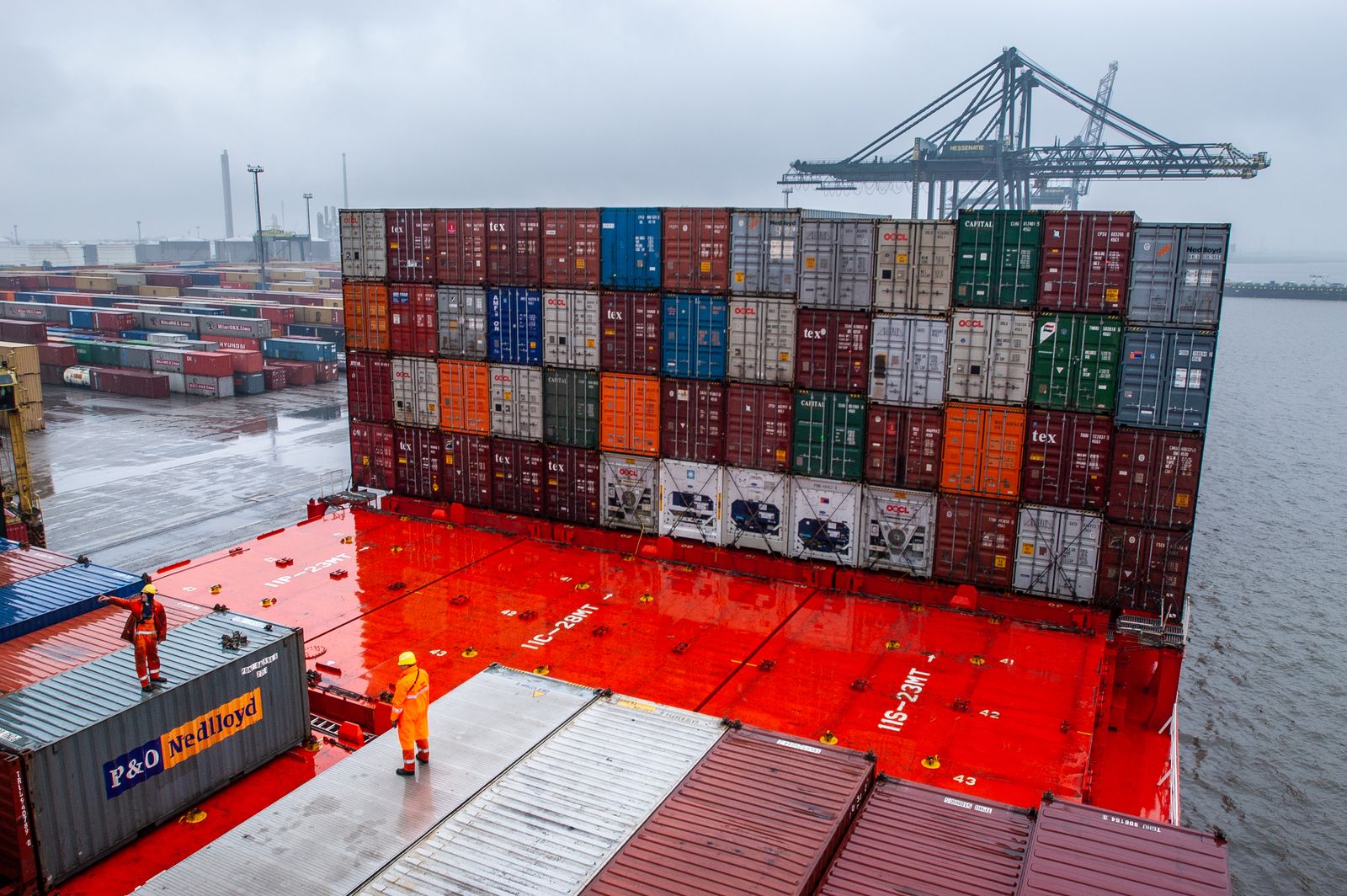 Container cargo at an international export terminal