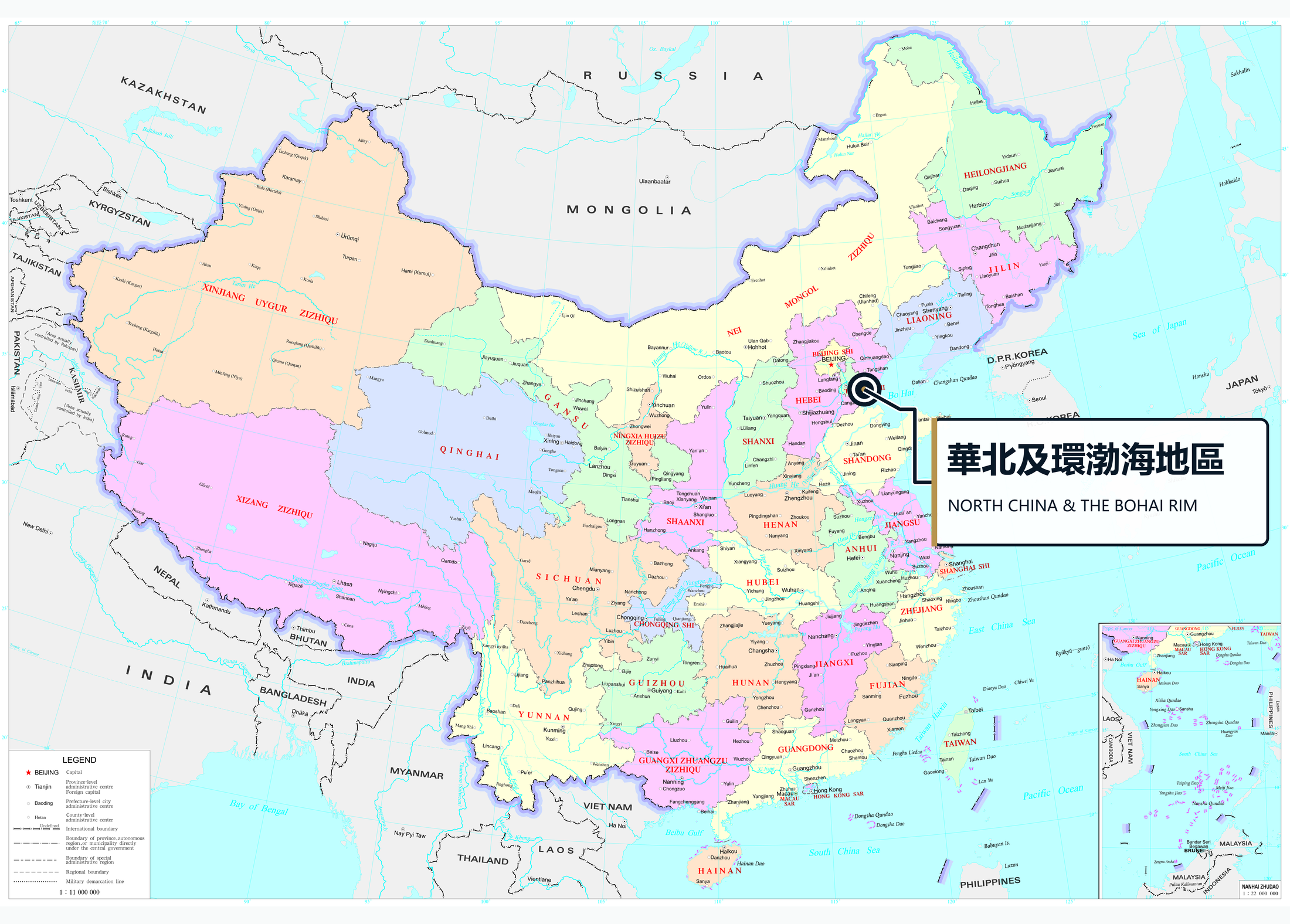 Schematic map of the North China and Bohai Rim industrial network