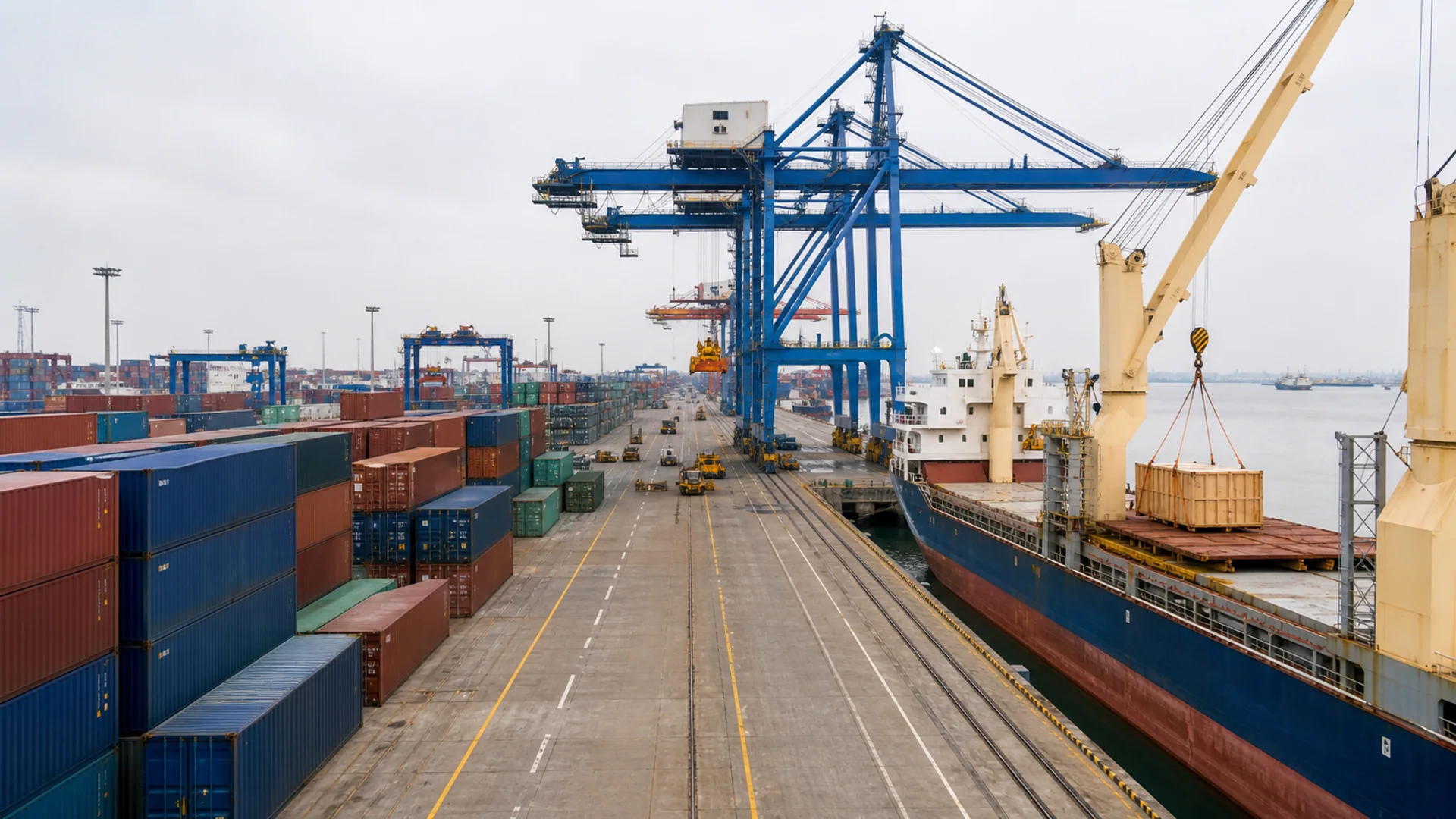 Industrial cargo prepared for port handover
